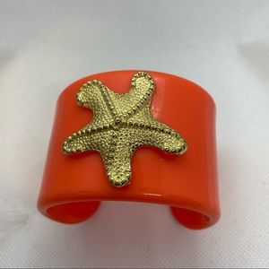 2/$15 Mud Pie thick starfish cuff bracelet gold tone